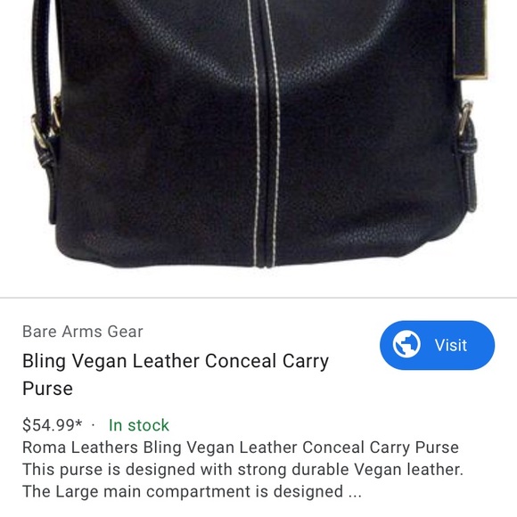 Black Conceal Carry Purse Bare Arms Gear - Picture 12 of 12